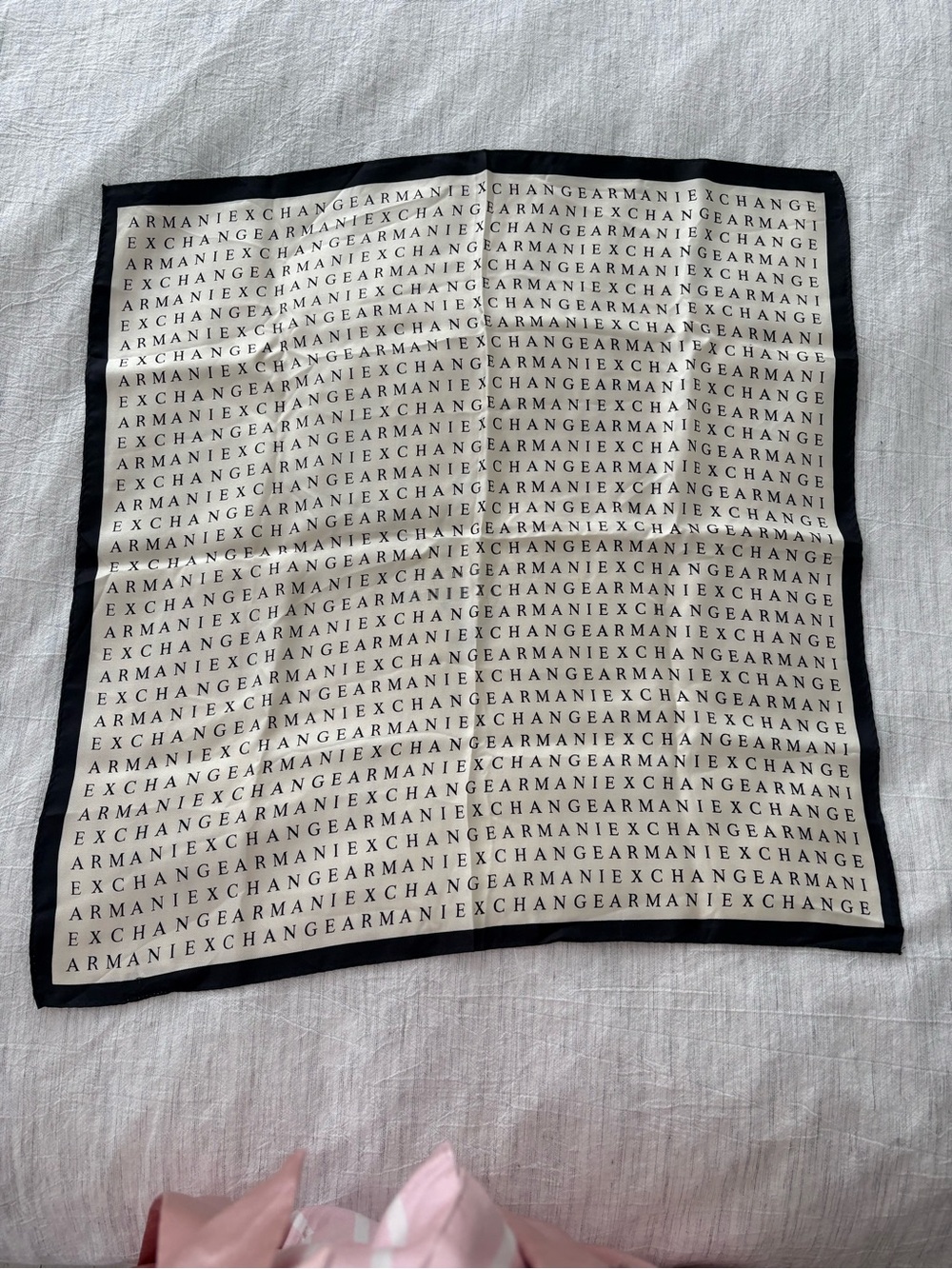Armani Exchange Black & White Repeating Logo Scarf